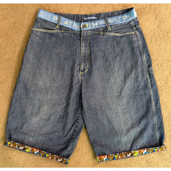Vintage Platinum Fubu Fat Albert Jean Shorts Jorts Men 38x14 Collaboration RARE - Picture 1 of 11